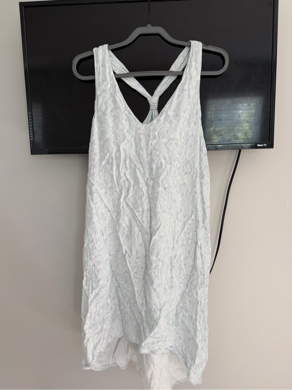 Light Blue Textured Knot-Back Women's Tank Dress